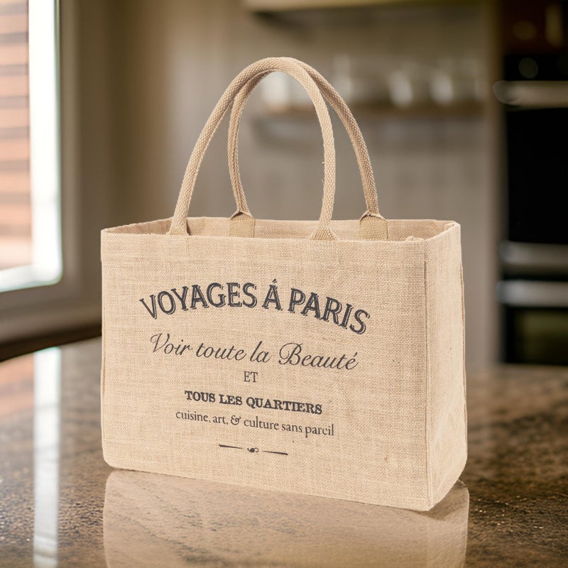 KAF Home Jute Market Tote Bag with Handles, Voyages - Image 5